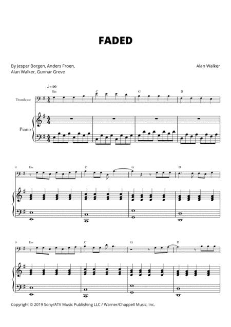 Free Sheet Music Faded For Trombone And Piano