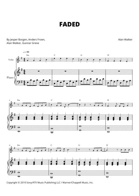 Faded For Violin And Piano Sheet Music