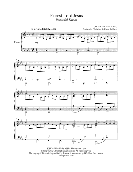 Fairest Lord Jesus Beautiful Savior Sheet Music