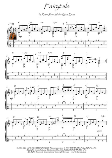 Free Sheet Music Fairytale Guitar Fingerstyle