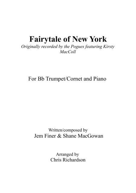 Fairytale Of New York Trumpet Cornet And Piano Sheet Music