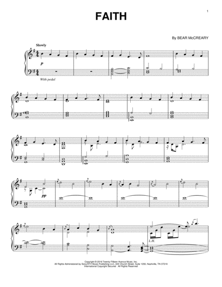 Free Sheet Music Faith From Outlander