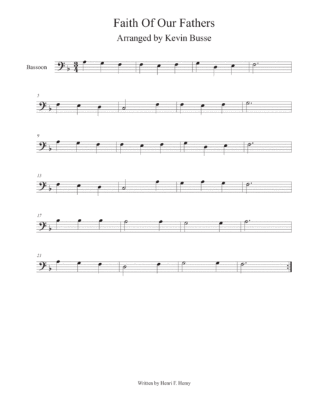 Free Sheet Music Faith Of Our Fathers Bassoon