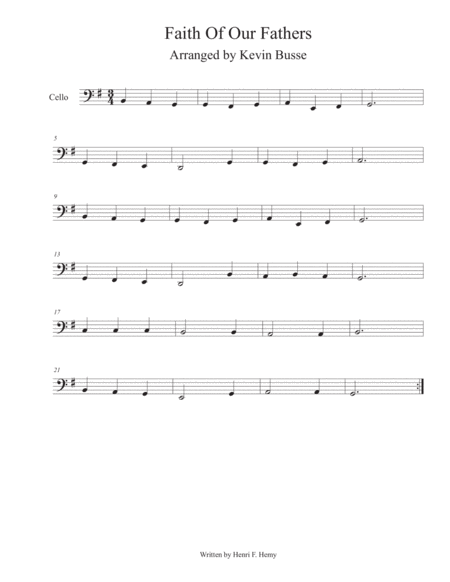 Free Sheet Music Faith Of Our Fathers Cello