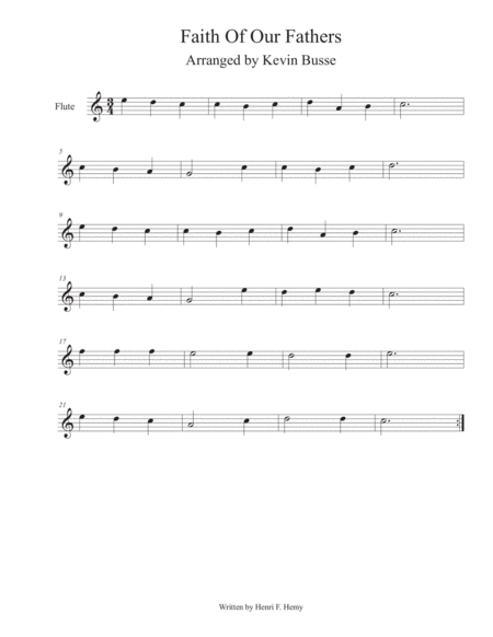 Faith Of Our Fathers Easy Key Of C Flute Sheet Music