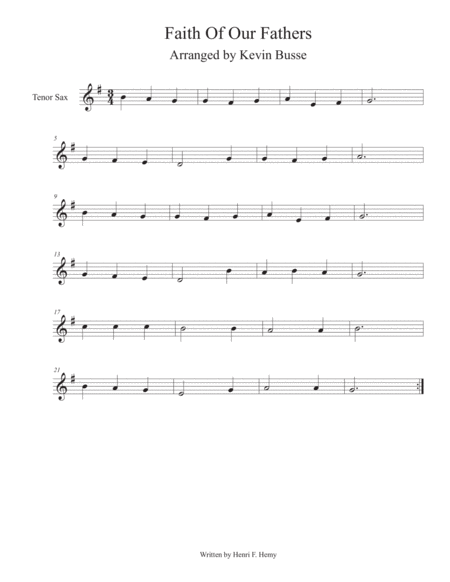 Faith Of Our Fathers Tenor Sax Sheet Music