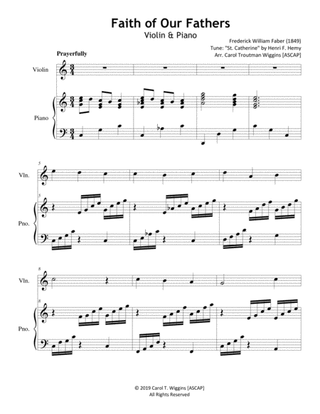 Faith Of Our Fathers Violin Piano Sheet Music