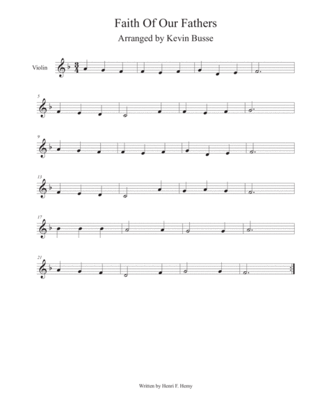 Faith Of Our Fathers Violin Sheet Music