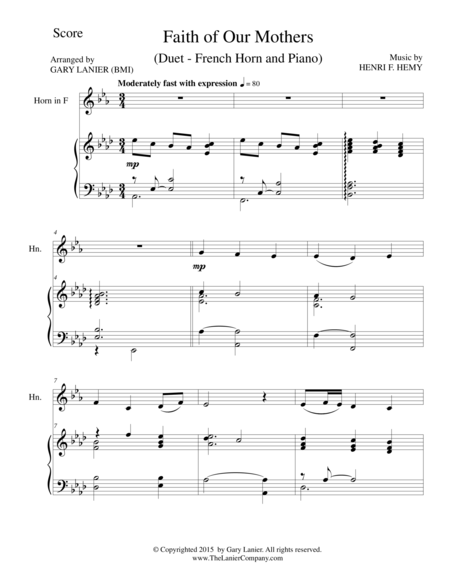 Faith Of Our Mothers Duet French Horn And Piano Score And Parts Sheet Music