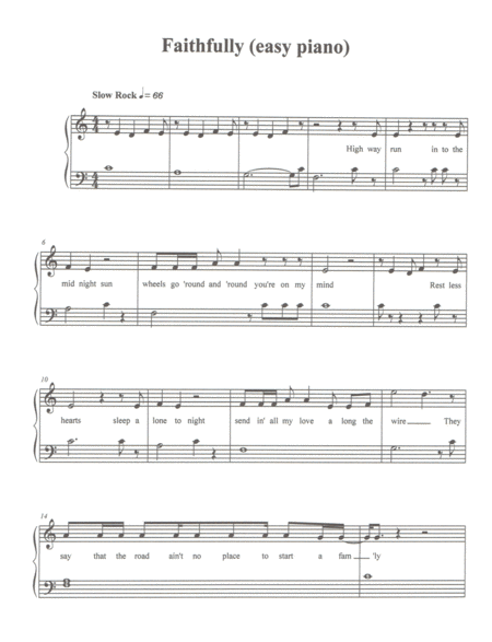 Faithfully Easy Piano Sheet Music