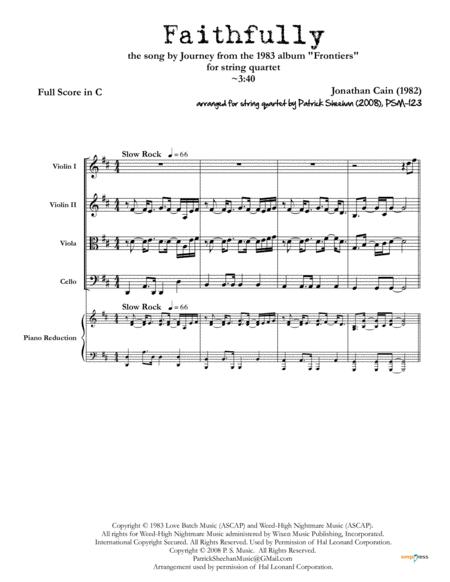 Faithfully Journey For String Quartet Sheet Music