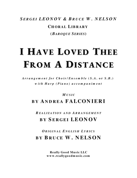 Falconieri Andrea I Have Loved Thee From A Distance Sa Sb Choir Arrangement Harp Piano Accompaniment Sheet Music