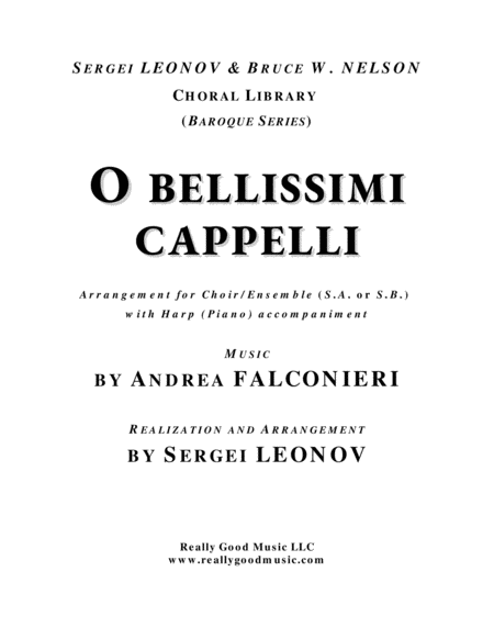 Falconieri Andrea O Bellissimi Cappelli Sa Sb Choir Arrangement Harp Piano Accompaniment Sheet Music