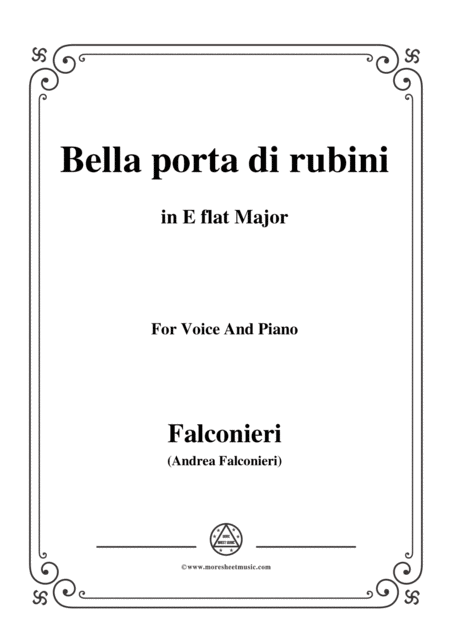 Falconieri Bella Porta Di Rubini In E Flat Major For Voice And Piano Sheet Music