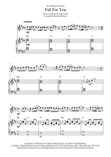 Free Sheet Music Fall For You Violin Solo And Piano Accompaniment With Chords