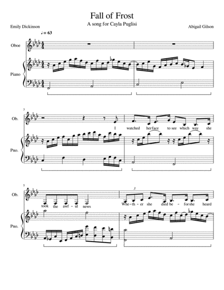 Fall Of Frost Original Key Sheet Music