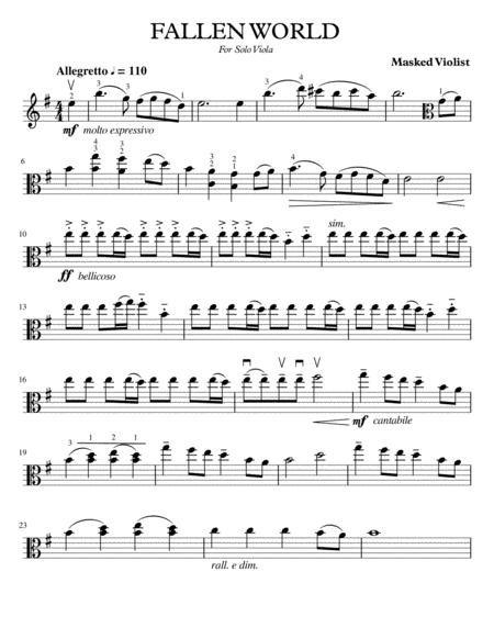 Fallen World For Solo Viola Sheet Music