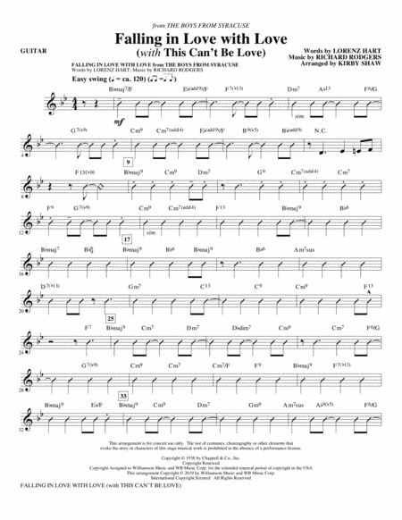 Falling In Love With Love With This Cant Be Arr Kirby Shaw Guitar Sheet Music