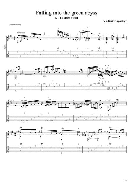 Free Sheet Music Falling Into The Green Abyss Suite For Guitar Solo