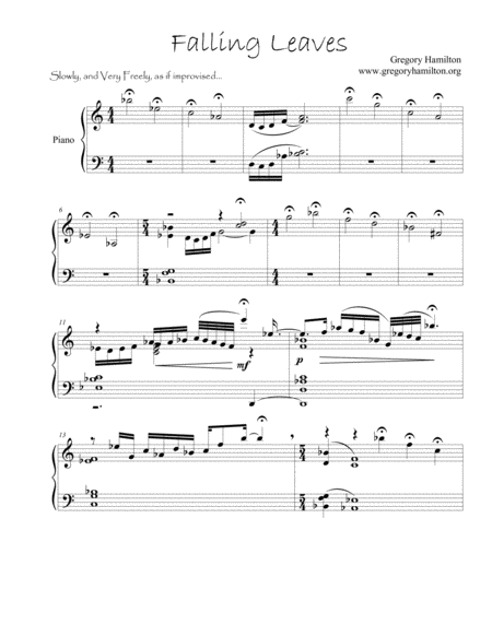 Falling Leaves For Piano Sheet Music