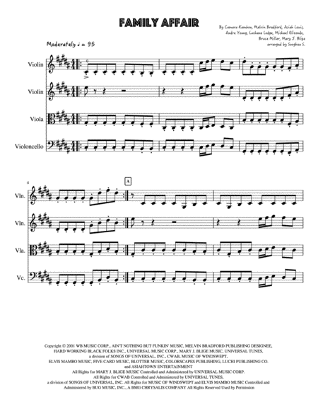 Free Sheet Music Family Affair