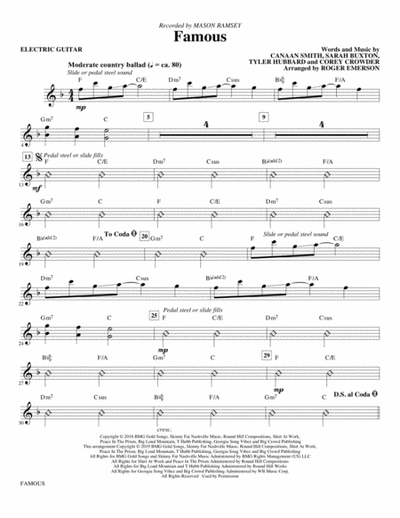 Famous Arr Roger Emerson Electric Guitar Sheet Music