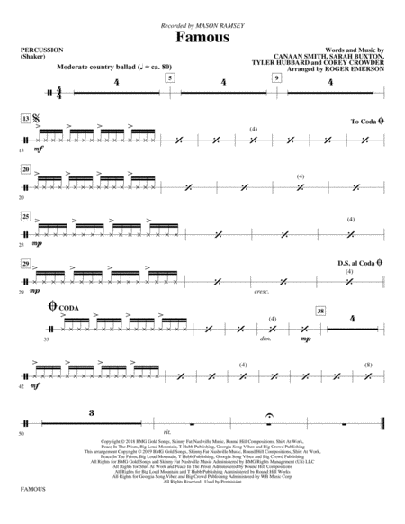 Famous Arr Roger Emerson Percussion Sheet Music