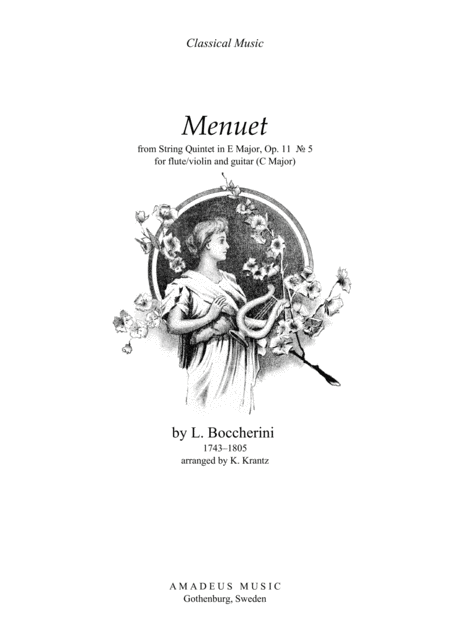 Famous Menuet Minuet C Major For Violin Or Flute And Guitar Sheet Music