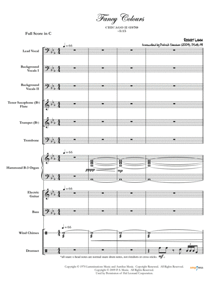 Fancy Colours Chicago Complete Score Sheet Music