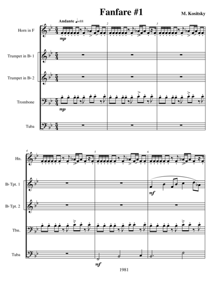 Fanfare 1 Sheet Music