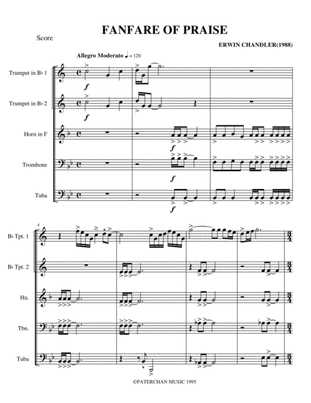 Free Sheet Music Fanfare And Praise