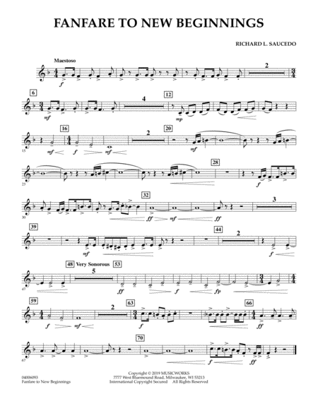 Fanfare For New Beginnings Bb Trumpet 3 Sheet Music