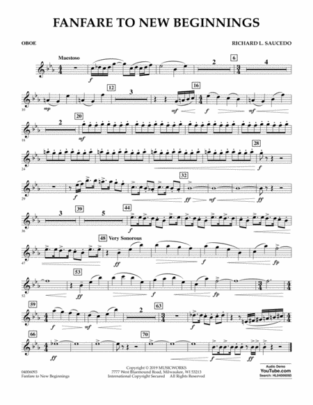 Fanfare For New Beginnings Oboe Sheet Music