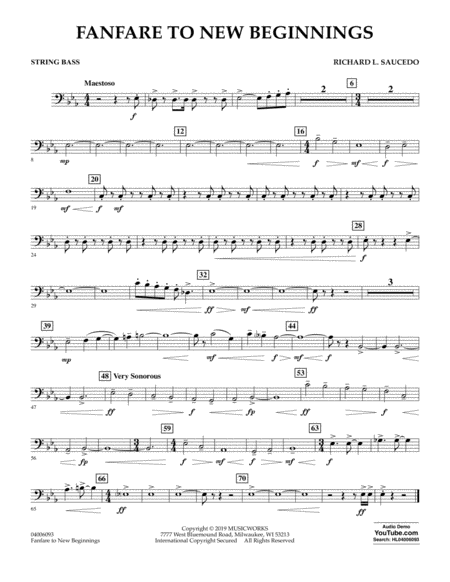 Fanfare For New Beginnings String Bass Sheet Music