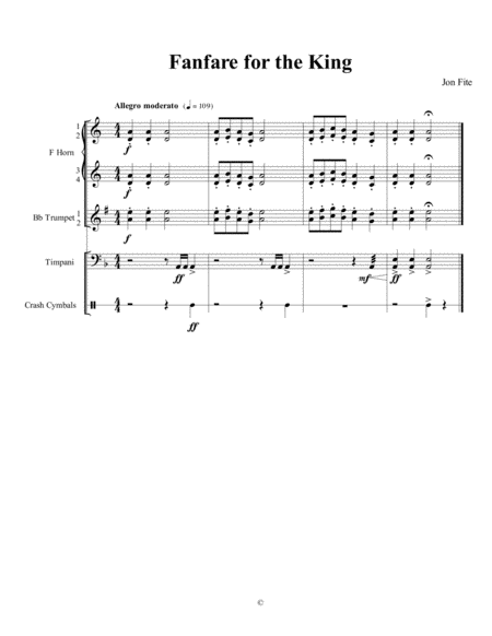 Free Sheet Music Fanfare For The King