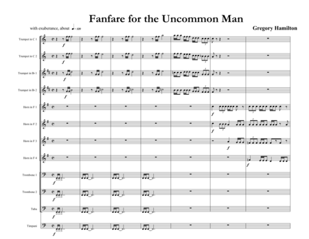 Free Sheet Music Fanfare For The Uncommon Man