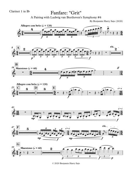 Free Sheet Music Fanfare Grit Clarinet 1 In Bb