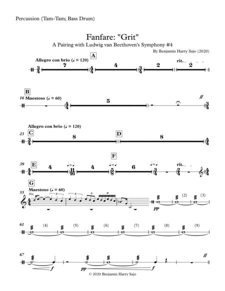 Fanfare Grit Percussion Tam Tam Bass Drum Sheet Music