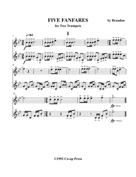 Fanfares For Two Trumpets Sheet Music