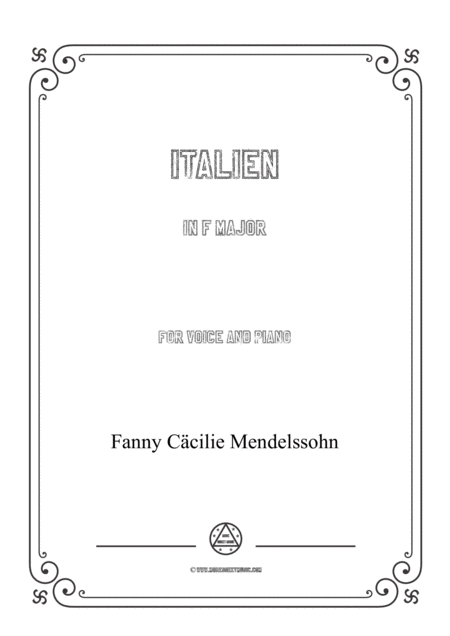 Fanny Ccilie Italien In F Major For Voice And Piano Sheet Music