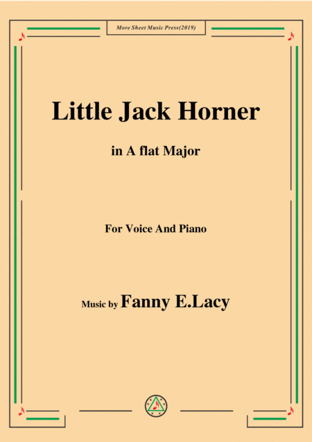 Free Sheet Music Fanny E Lacy Little Jack Horner In A Flat Major For Voice And Piano