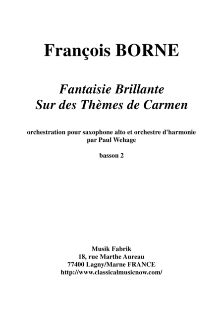 Fantaisie Brillante Sur Des Thmes De Carmen For Alto Saxophone And Concert Band Bassoon 2 Partt Sheet Music