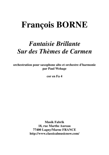 Free Sheet Music Fantaisie Brillante Sur Des Thmes De Carmen For Alto Saxophone And Concert Band F Horn 4 Part