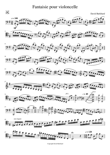 Free Sheet Music Fantaisie Pour Violoncelle Cello Solo