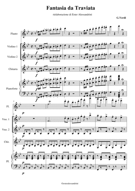 Fantasia Da Traviata Quintet Sheet Music