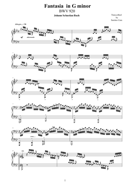 Fantasia In G Minor Bwv 920 Sheet Music