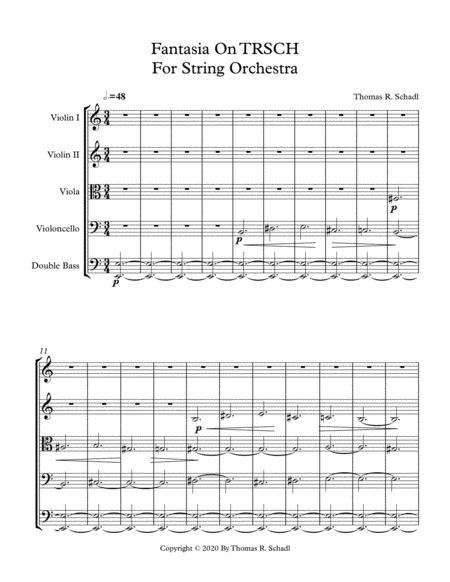 Fantasia On Trsch For String Orchestra Sheet Music