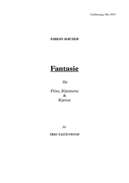 Fantasie For Flute Clarinet And Piano Sheet Music