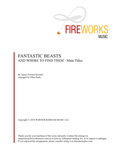 Fantastic Beasts And Where To Find Them Main Titles String Quartet Quintet Or String Ensemble Orchestra Sheet Music