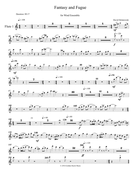 Fantasy And Fugue For Wind Ensemble Set Of Parts Sheet Music